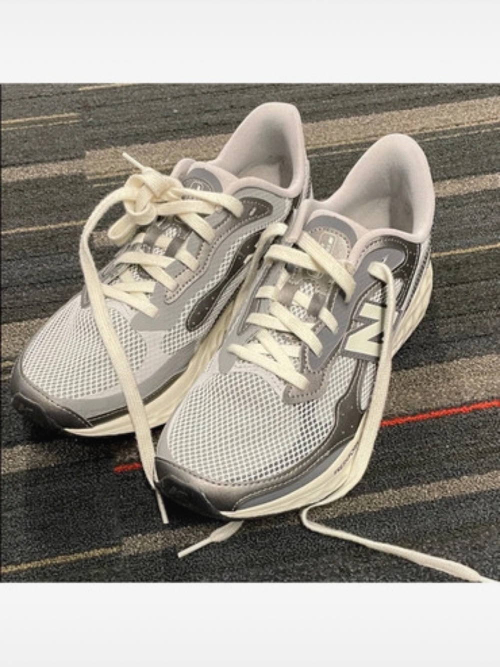 New Balance Light Gray and White Athletic Sneakers